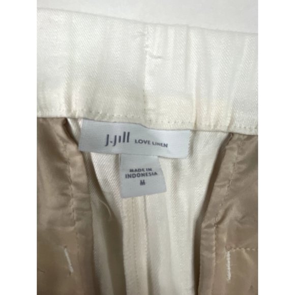 J. Jill Linen Blend Elastic Waist‎ Pants size Medium White - Picture 2 of 7